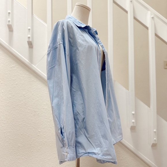 Aeropostale Light Blue Women's Long Sleeve Button Down Dad Shirt Size Medium - Picture 6 of 9
